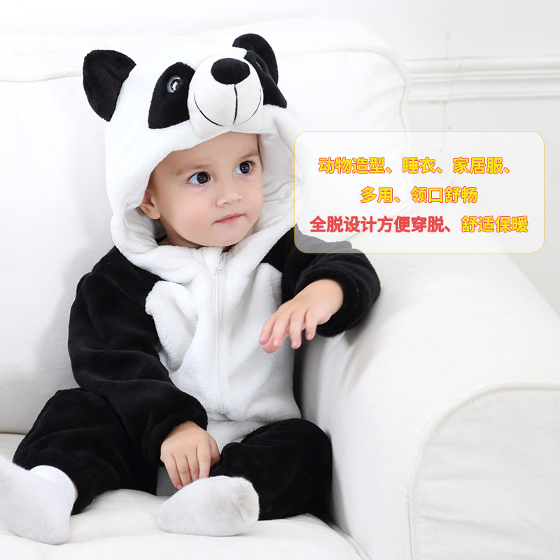 MICHLEY cross-border baby spring and autumn clothes infant and toddler jumpsuit flannel animal shape crawling clothes jumpsuit