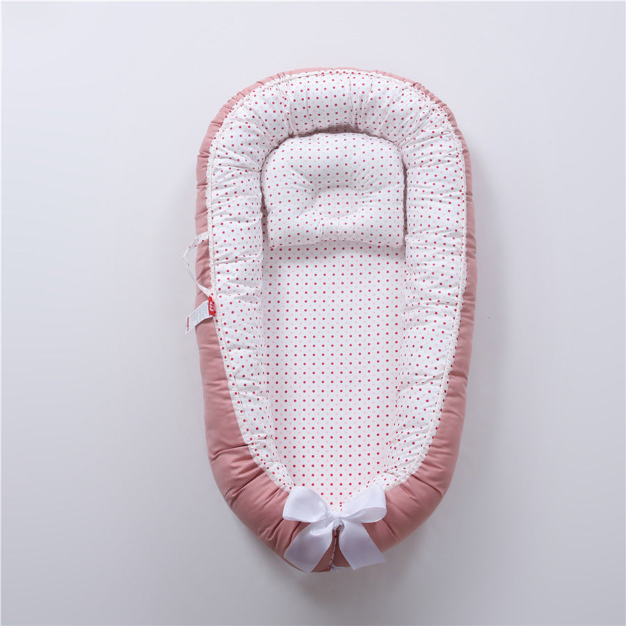 Cross-border folding removable and washable pressure-proof crib mid-bed bionic full detachable baby pillow travel crib