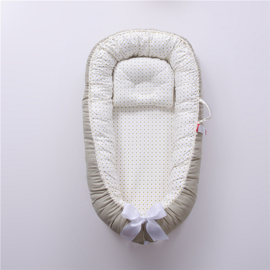 Cross-border folding removable and washable pressure-proof crib mid-bed bionic full detachable baby pillow travel crib