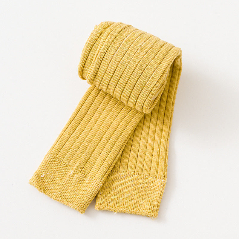 Link No. 1 Spring and Autumn Candy Color Vertical Stripe Baby Leggings Baby Cropped Pants Jumpsuit Children's Pantyhose