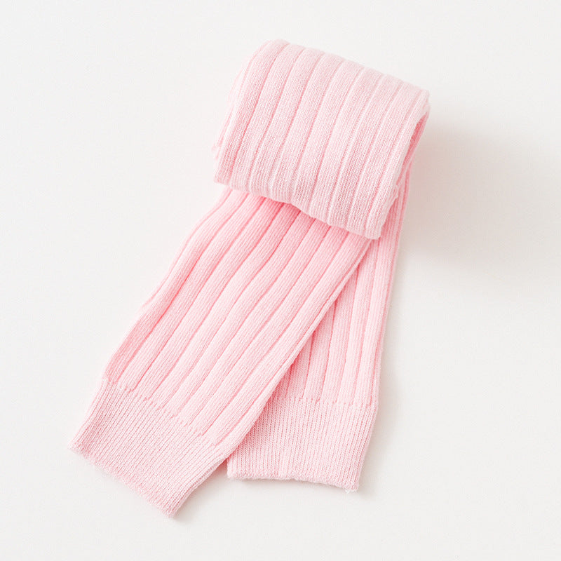 Link No. 1 Spring and Autumn Candy Color Vertical Stripe Baby Leggings Baby Cropped Pants Jumpsuit Children's Pantyhose