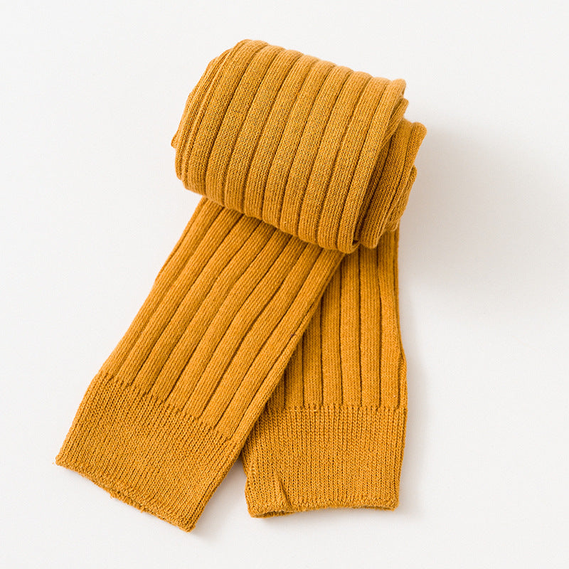 Link No. 1 Spring and Autumn Candy Color Vertical Stripe Baby Leggings Baby Cropped Pants Jumpsuit Children's Pantyhose