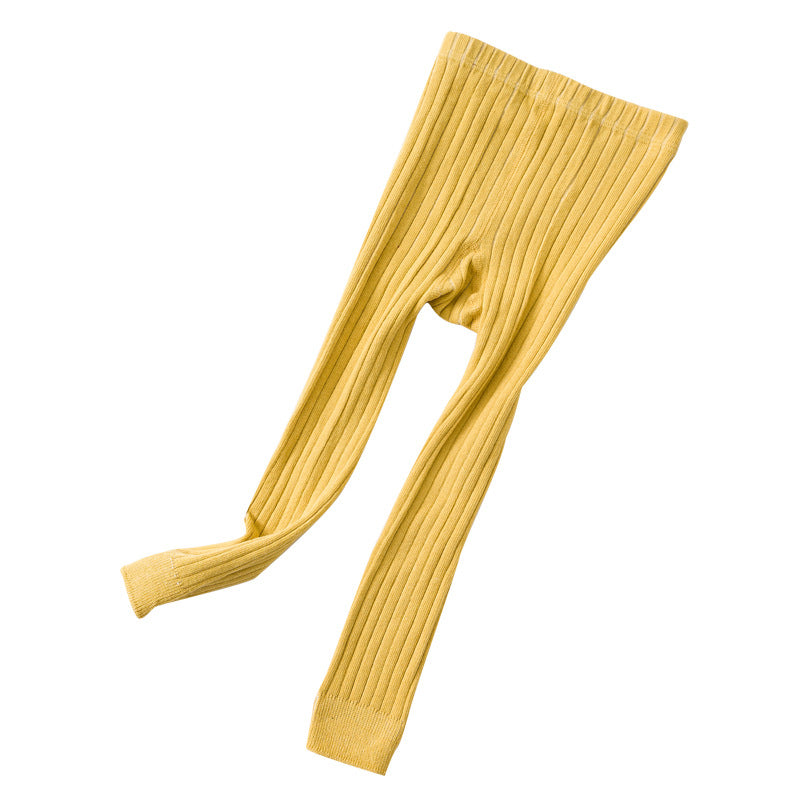 Link No. 1 Spring and Autumn Candy Color Vertical Stripe Baby Leggings Baby Cropped Pants Jumpsuit Children's Pantyhose