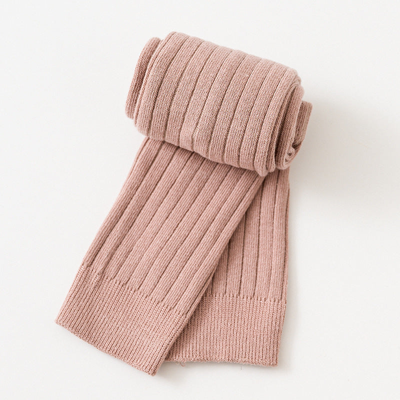 Link No. 1 Spring and Autumn Candy Color Vertical Stripe Baby Leggings Baby Cropped Pants Jumpsuit Children's Pantyhose