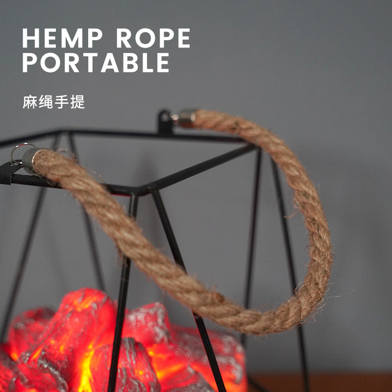 Cross-border European imitation charcoal flame lamp LED decorative lamp iron ornaments Christmas Halloween scene layout props