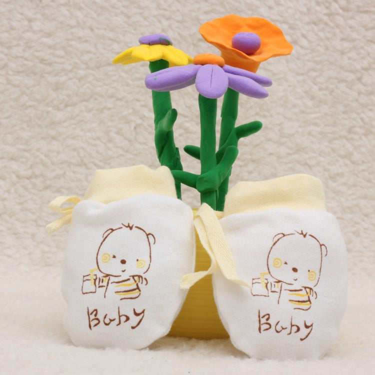 Baby Anti-scratch Cotton Gloves Drawstring Baby Adjustable Gloves Newborn Protective Gloves Autumn and Winter New