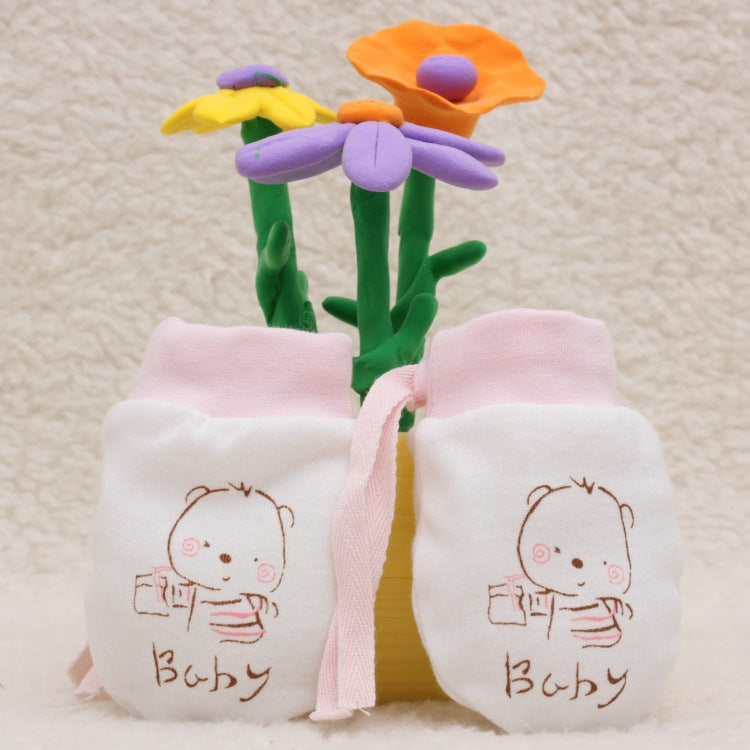 Baby Anti-scratch Cotton Gloves Drawstring Baby Adjustable Gloves Newborn Protective Gloves Autumn and Winter New