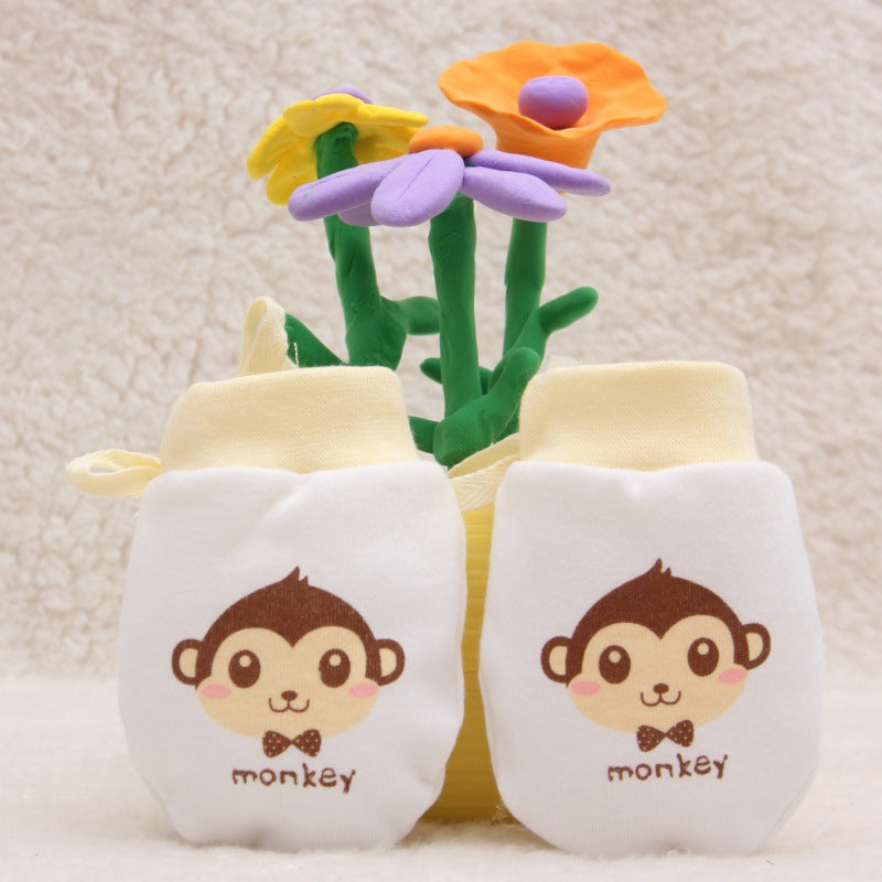 Baby Anti-scratch Cotton Gloves Drawstring Baby Adjustable Gloves Newborn Protective Gloves Autumn and Winter New