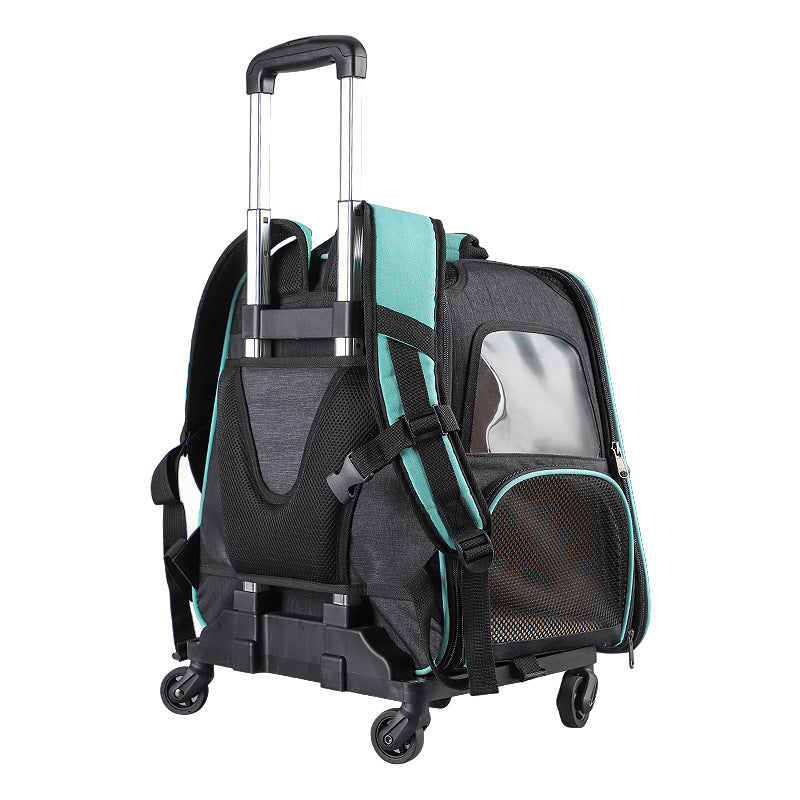 ldlc Qi Sheng pet bag new space bag pet backpack Oxford cloth out portable pet trolley bag