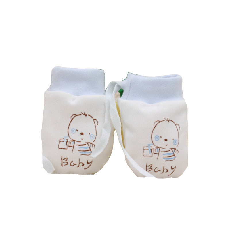 Baby Anti-scratch Cotton Gloves Drawstring Baby Adjustable Gloves Newborn Protective Gloves Autumn and Winter New