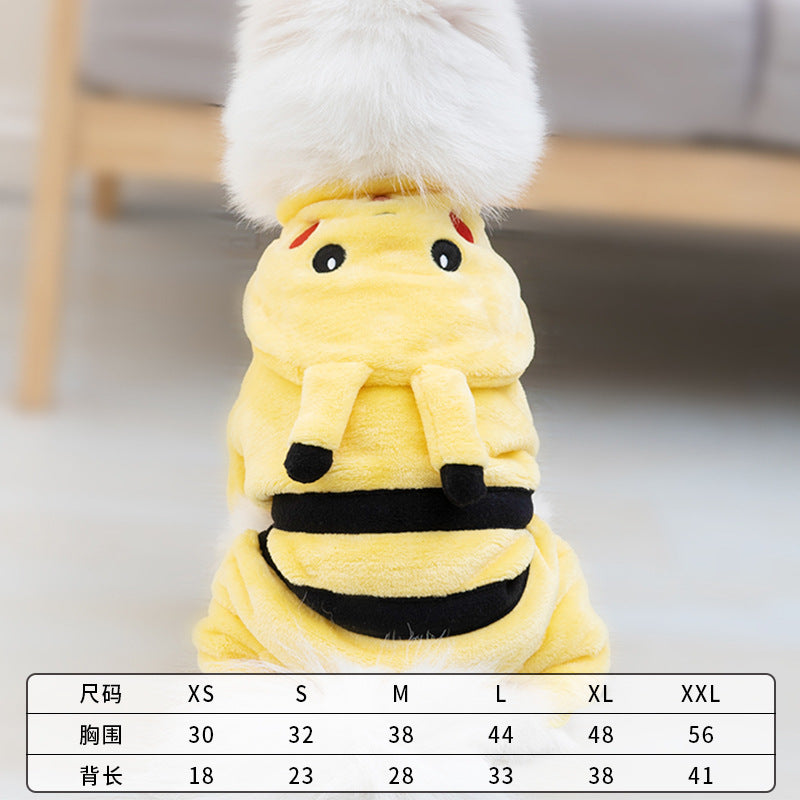 Puppy dog clothes Teddy French bulldog Corgi warm autumn and winter clothes puppy clothes Pikachu pet cat four-legged clothes