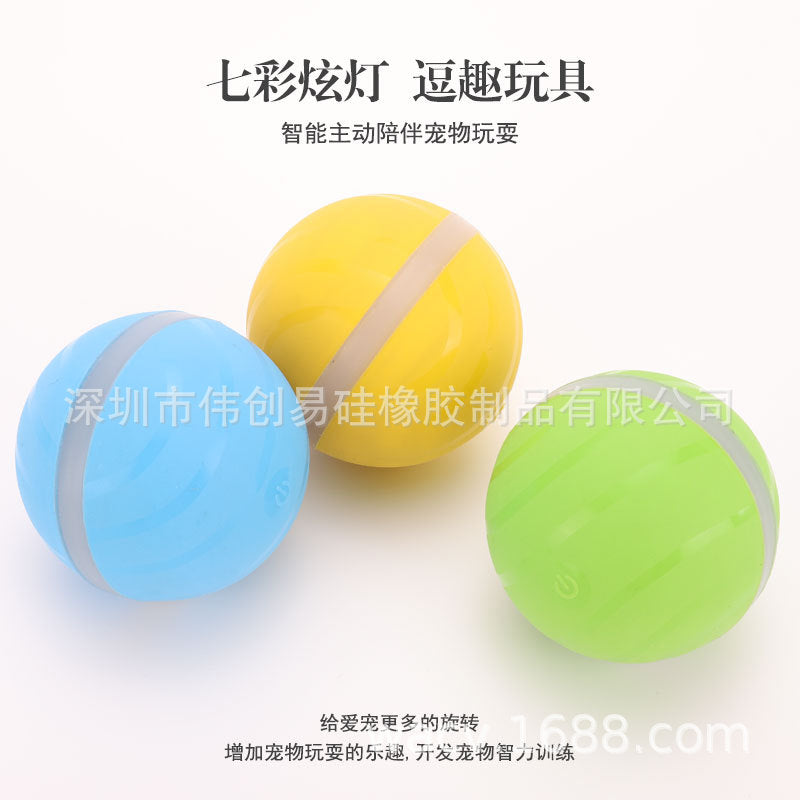 Pet toy ball auto sleep USB charging cat and dog funny toy ball LED flashing rolling ball