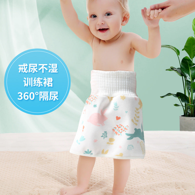Baby Diaper Training Skirt Pure Cotton High Waist Waterproof Diaper Skirt Children Baby Cloth Diaper Urination Skirt