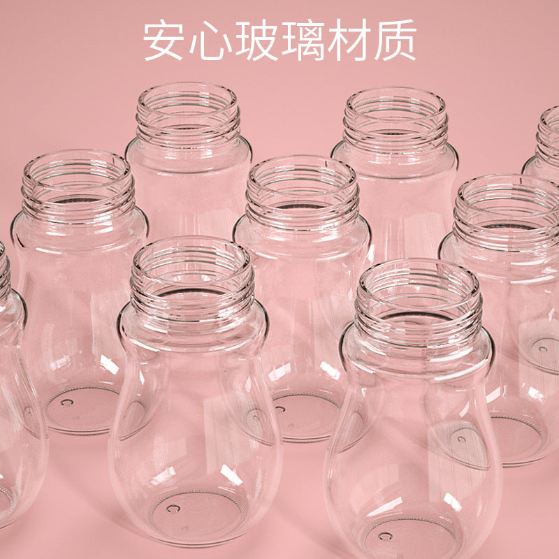 Baby glass bottle newborn wide caliber pacifier with straw silicone anti-fall cover baby feeding weaning artifact