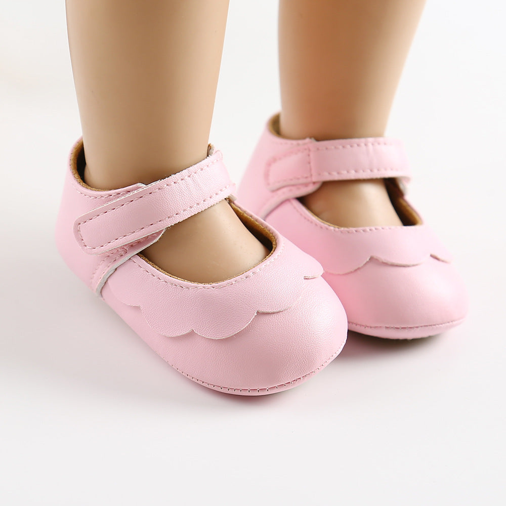 Spring and Autumn 0-1 year old big butterfly baby princess shoes toddler shoes baby shoes 2-piece set of headwear 1954