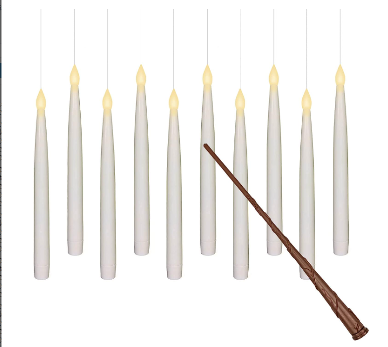 Harry Potter Magic Wand Remote Control Long Strip with Fishing Line Hook Rod Wax Candle Light Halloween Party Decorative Candle
