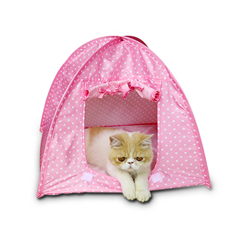 Foreign trade export foldable pet tent puppy cat house cat toy house mosquito proof cat nest polka dot tent