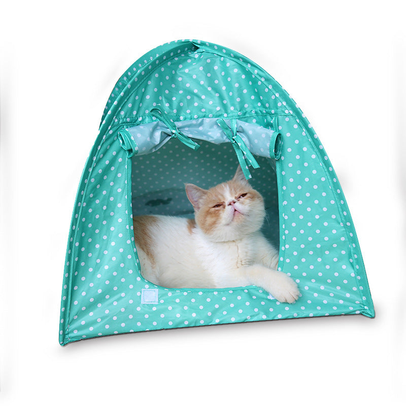 Foreign trade export foldable pet tent puppy cat house cat toy house mosquito proof cat nest polka dot tent