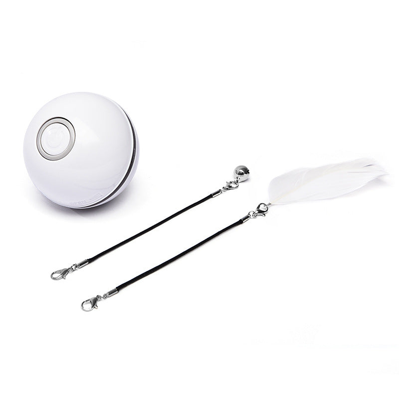 Pet electric cat toy LED infrared funny cat stick feather cat self-hi automatically funny cat ball USB rechargeable