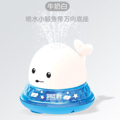 Cross-border hot sale electric little whale induction water jet light universal music stall swimming baby bath toy