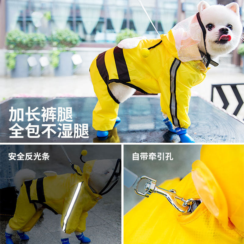 Puppy dog raincoat four-legged waterproof all-inclusive Teddy raincoat pet rain clothes for small and medium-sized dogs Bichon Pomeranian