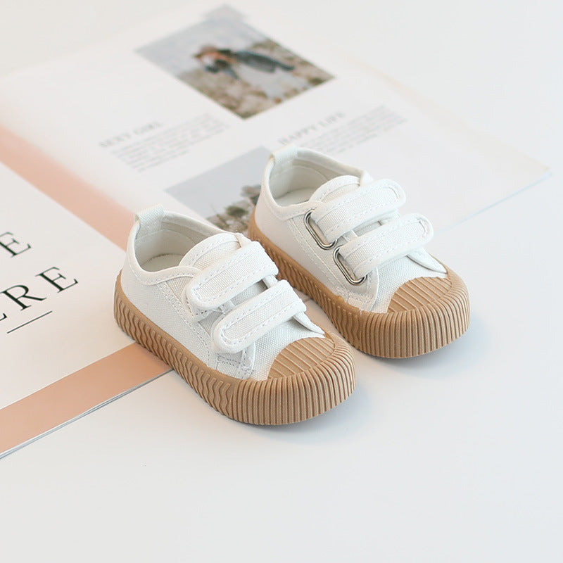 Baby Girl Canvas Shoes Spring and Autumn Korean Version Soft-soled Toddler Shoes Boys and Children Sports Shoes Young Children Biscuit Shoes Ventilating Cloth Shoes