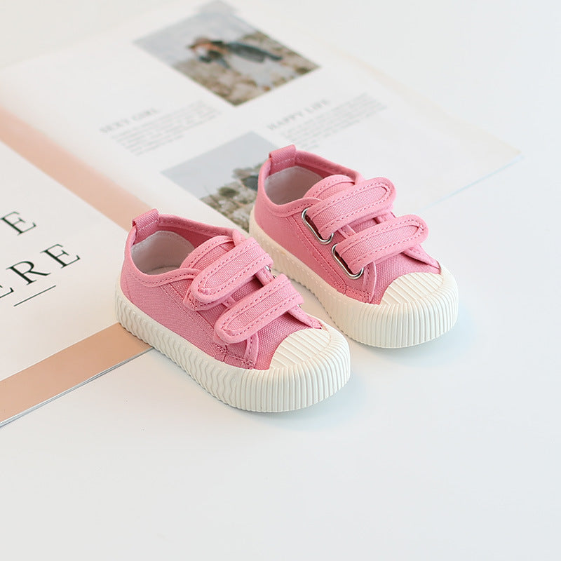 Baby Girl Canvas Shoes Spring and Autumn Korean Version Soft-soled Toddler Shoes Boys and Children Sports Shoes Young Children Biscuit Shoes Ventilating Cloth Shoes