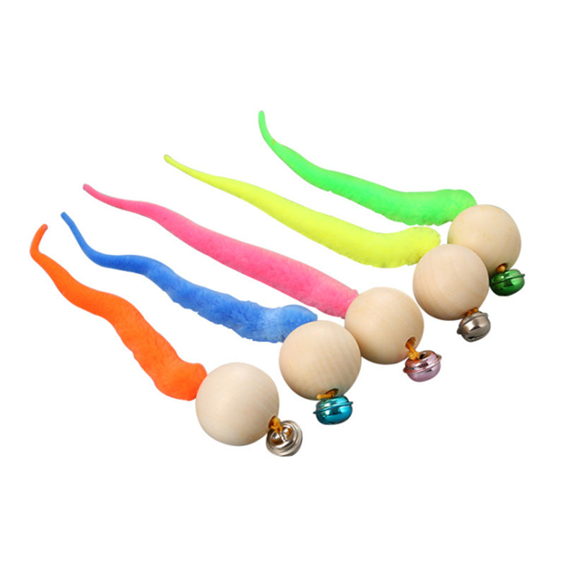 Cross-border explosive pet supplies wooden bead bell color funny cat caterpillar vocal puzzle cat bug toy