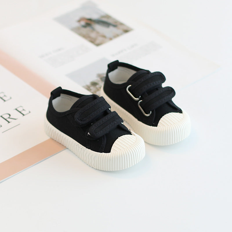 Baby Girl Canvas Shoes Spring and Autumn Korean Version Soft-soled Toddler Shoes Boys and Children Sports Shoes Young Children Biscuit Shoes Ventilating Cloth Shoes