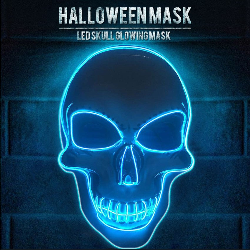 Halloween luminous mask black V with blood horror face mask ghost face EL fluorescent atmosphere props LEDMASK spot