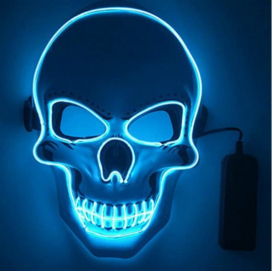 Halloween luminous mask black V with blood horror face mask ghost face EL fluorescent atmosphere props LEDMASK spot
