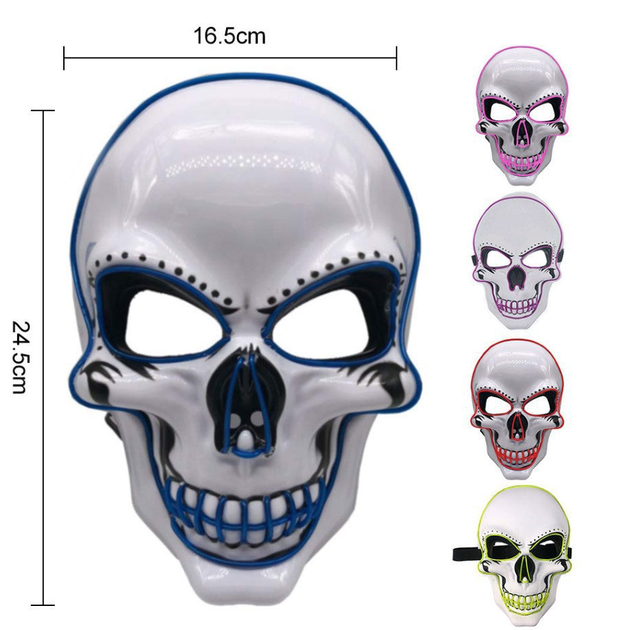 Halloween luminous mask black V with blood horror face mask ghost face EL fluorescent atmosphere props LEDMASK spot