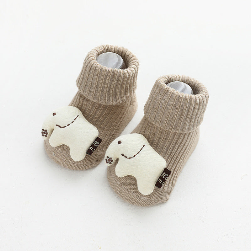 20 years autumn and winter new three-dimensional cartoon doll baby socks glue anti-skid loose mouth baby socks children floor socks