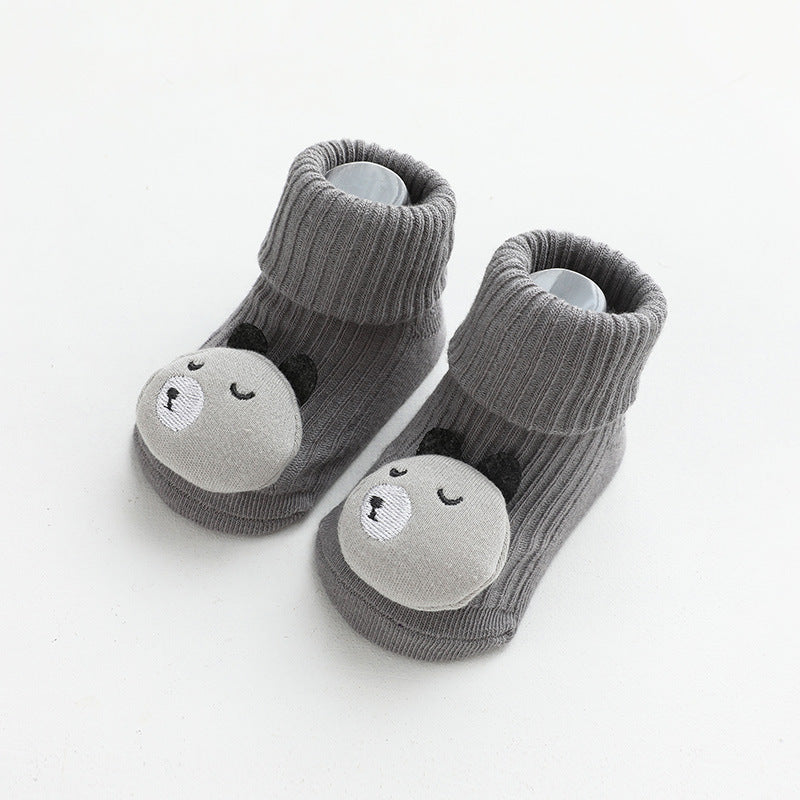 20 years autumn and winter new three-dimensional cartoon doll baby socks glue anti-skid loose mouth baby socks children floor socks