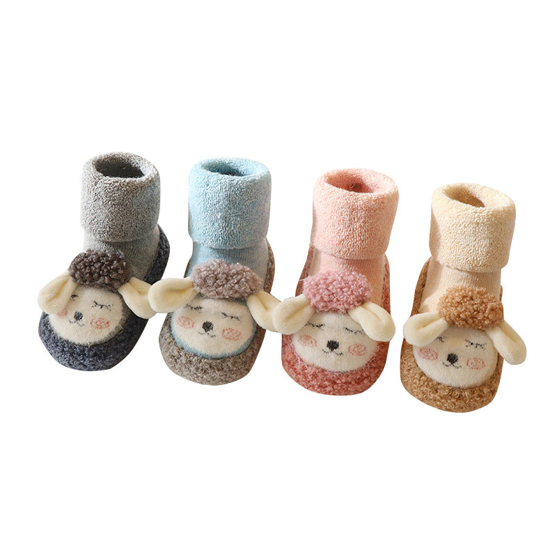 Liu Chengxing baby floor socks autumn and winter terry cute mid-calf children's toddler shoes and socks cartoon non-slip baby socks