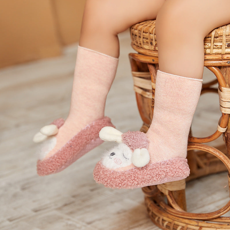 Liu Chengxing baby floor socks autumn and winter terry cute mid-calf children's toddler shoes and socks cartoon non-slip baby socks