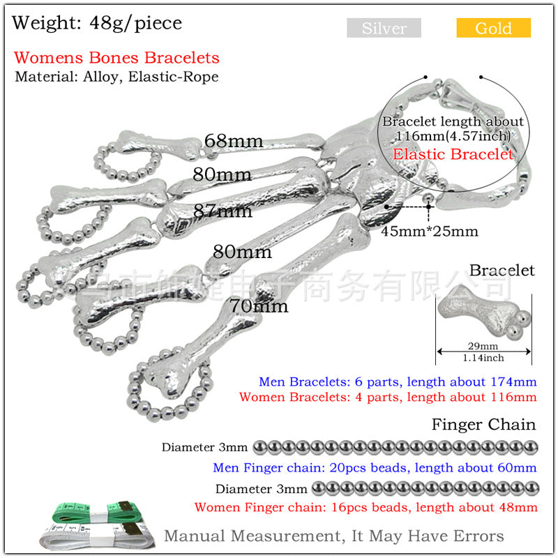 European and American Fashion Creative Skull Skeleton Ghost Claw Linking Finger Bracelet Halloween Ghost Festival Masquerade Funny Linking Bracelet