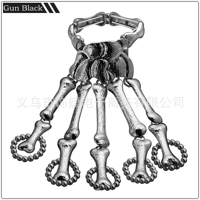 European and American Fashion Creative Skull Skeleton Ghost Claw Linking Finger Bracelet Halloween Ghost Festival Masquerade Funny Linking Bracelet