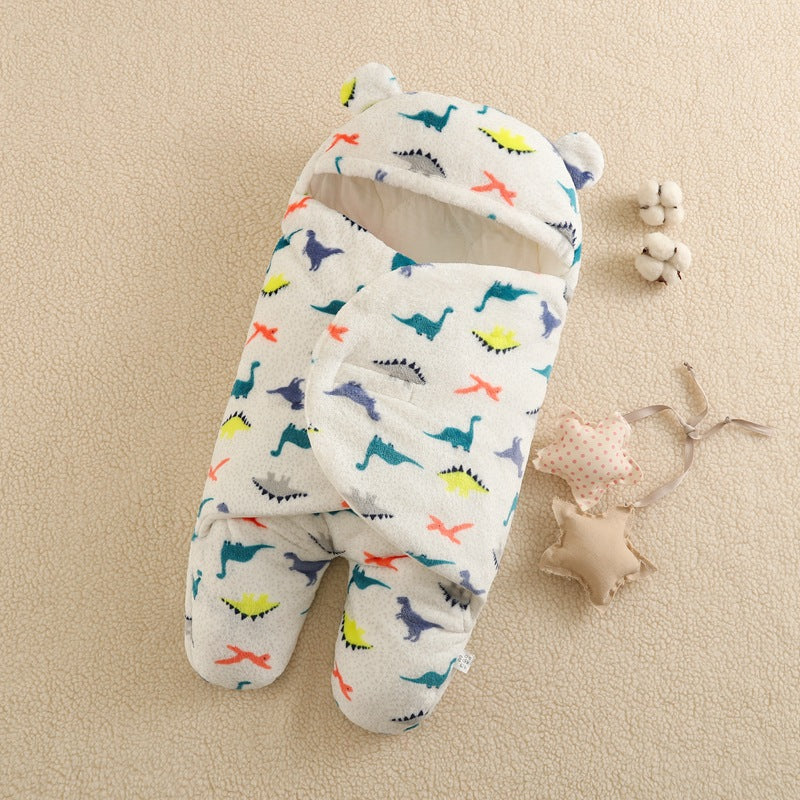 Baby blanket flannel baby sleeping bag thickened split-leg anti-kick blanket baby wrap autumn and winter newborn swaddle bag