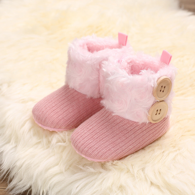 Autumn and winter 0-1 year old cotton shoes plus velvet snow boots warm soft sole boys and girls baby shoes baby shoes toddler shoes