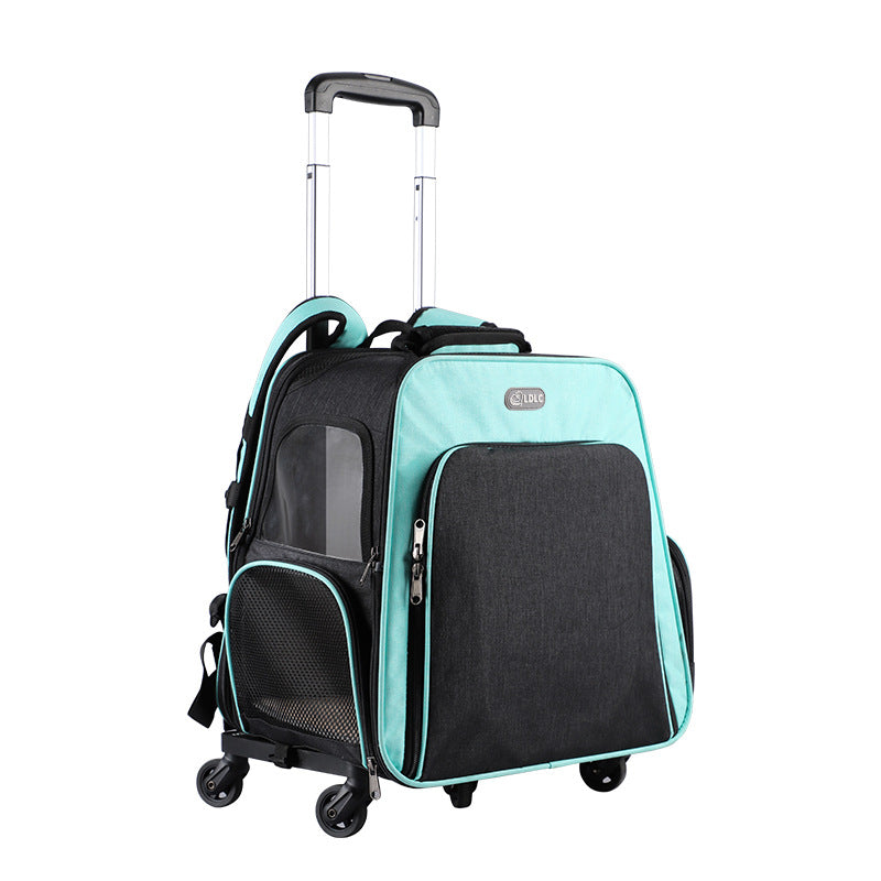 ldlc Qi Sheng pet bag new space bag pet backpack Oxford cloth out portable pet trolley bag
