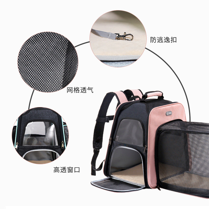 ldlc Qi Sheng pet bag new space bag pet backpack Oxford cloth out portable pet trolley bag