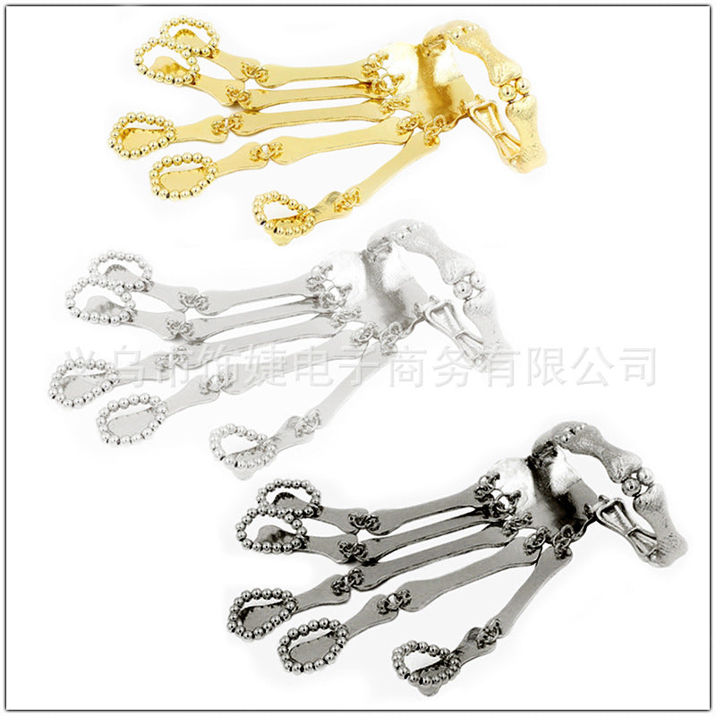European and American Fashion Creative Skull Skeleton Ghost Claw Linking Finger Bracelet Halloween Ghost Festival Masquerade Funny Linking Bracelet