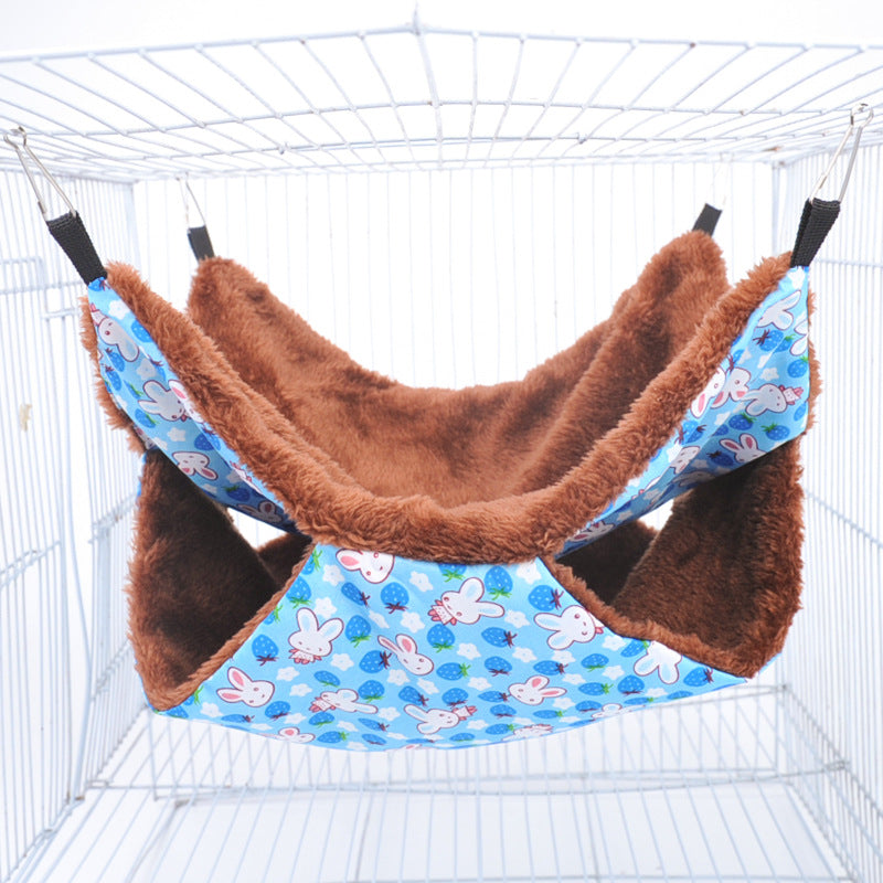 Pet hammock double-layer thick plush warm sugar glider sleeping bag nest hanging hamster hammock cotton nest