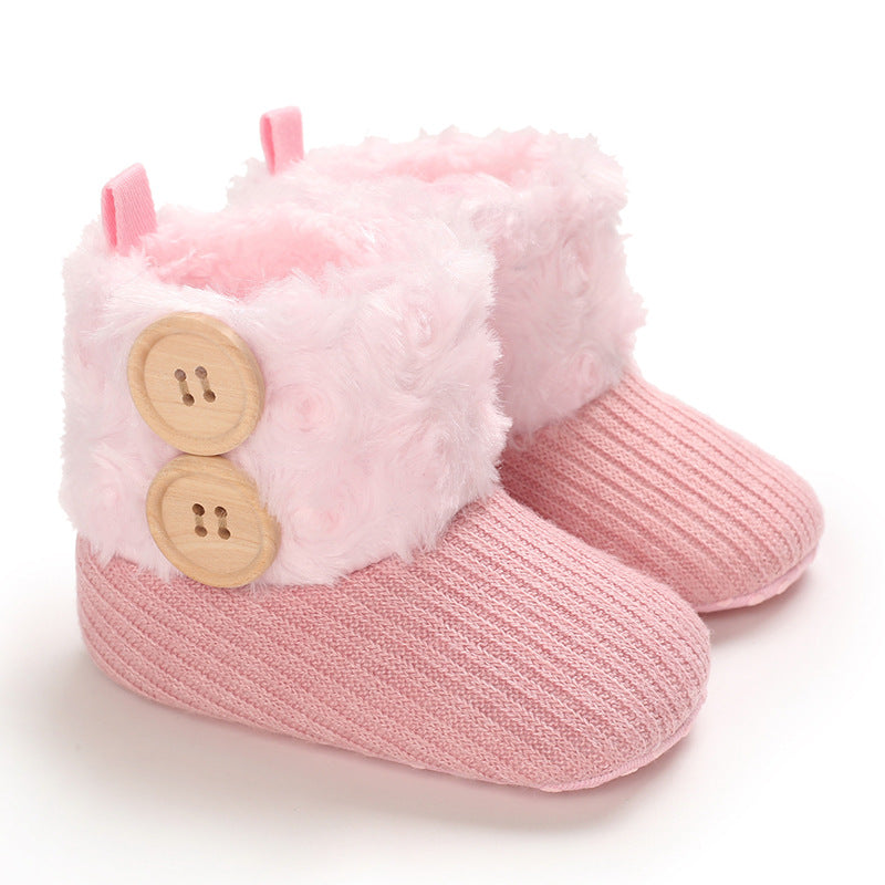 Autumn and winter 0-1 year old cotton shoes plus velvet snow boots warm soft sole boys and girls baby shoes baby shoes toddler shoes