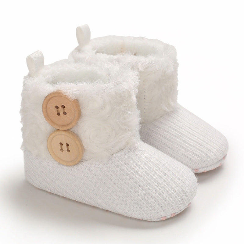 Autumn and winter 0-1 year old cotton shoes plus velvet snow boots warm soft sole boys and girls baby shoes baby shoes toddler shoes