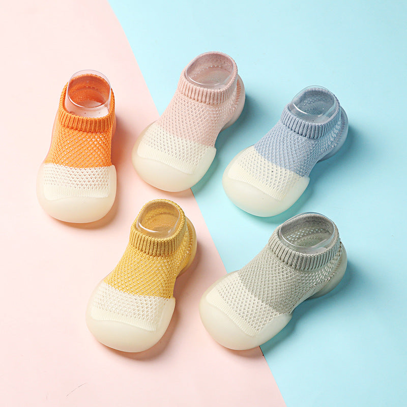 Toddler shoes breathable baby summer children's soft-soled non-slip floor hole shoe socks ice silk shoe socks thin mesh shoes