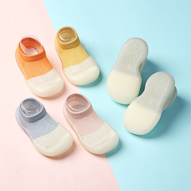 Toddler shoes breathable baby summer children's soft-soled non-slip floor hole shoe socks ice silk shoe socks thin mesh shoes