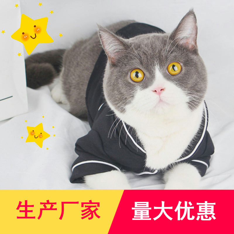 French pajamas pet puppy clothes Teddy VIP Bichon Pomeranian cat clothing two-legged clothing spring and summer clothing