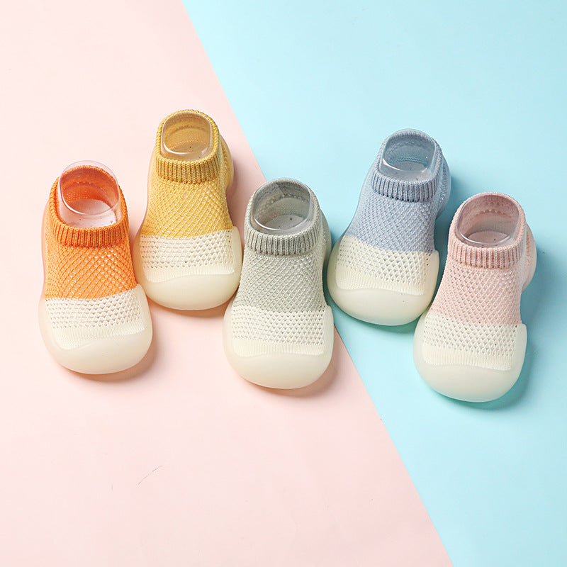 Toddler shoes breathable baby summer children's soft-soled non-slip floor hole shoe socks ice silk shoe socks thin mesh shoes